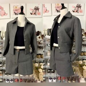 🍒Brand New H&M Charcoal Gray Cropped Blazer